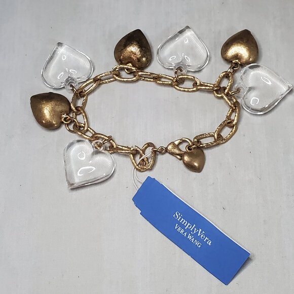 Simply Vera Vera Wang Gold-Tone Heart Charm Bracelet - Picture 1 of 5